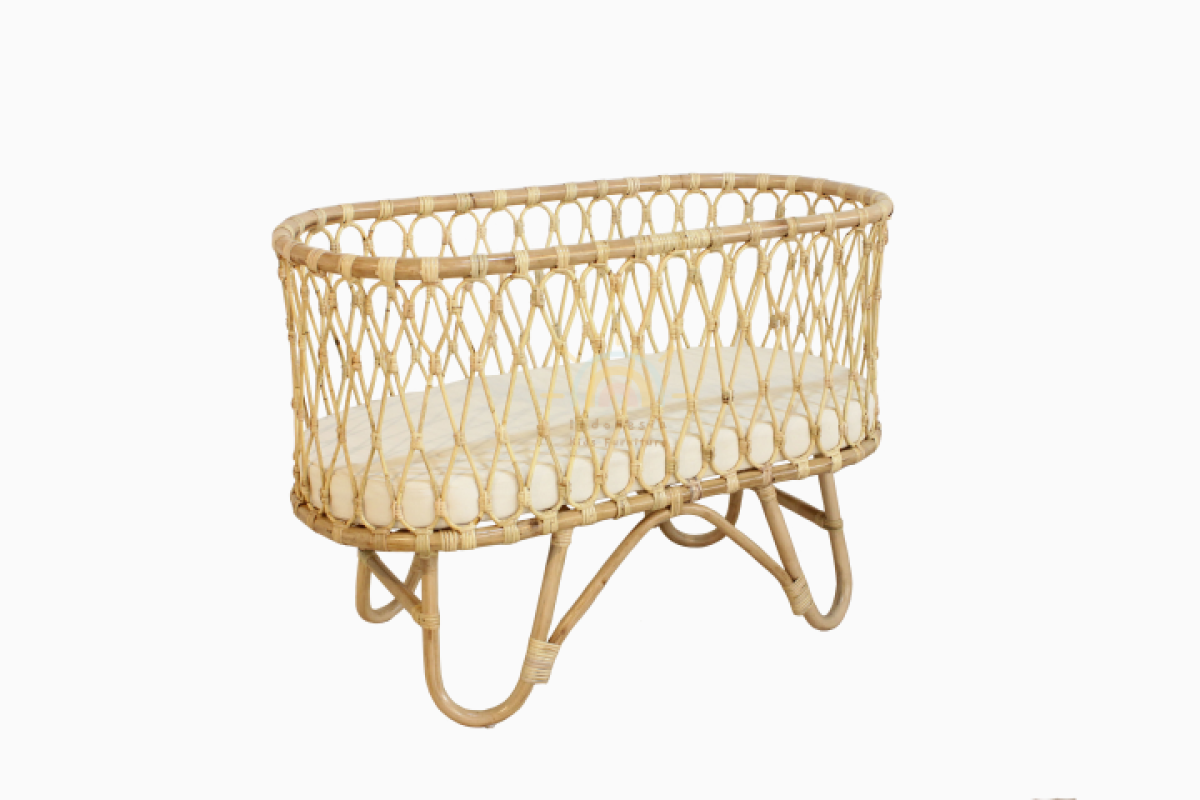 Ovalia rattan baby bassinet natural Indonesia baby furniture wholesale